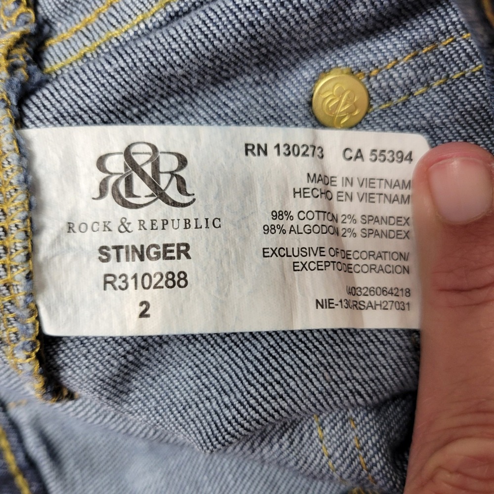 Rock & Republic Cut Off Shorts Size 2 Stinger Blue Stretch Denim Coastal Cowgirl - Picture 14 of 16
